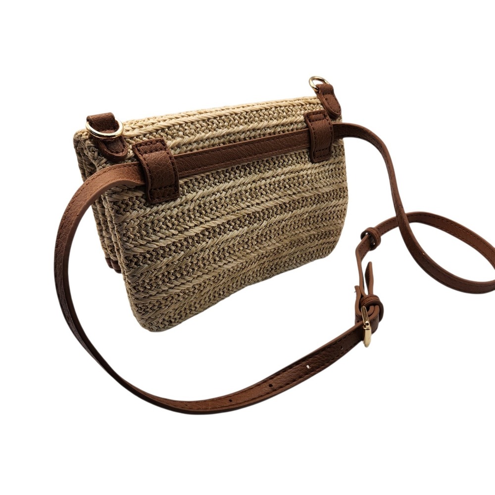 Sole Society Staw Purse Fold Over Crossbody or Clutch Detachable Shoulder Strap